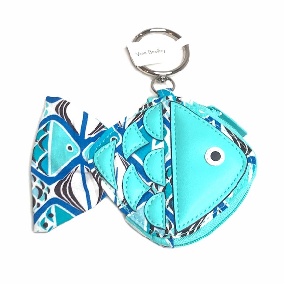 Vera Bradley Bag Charm & Coin Purse Go Fish Blue - Picture 1 of 4
